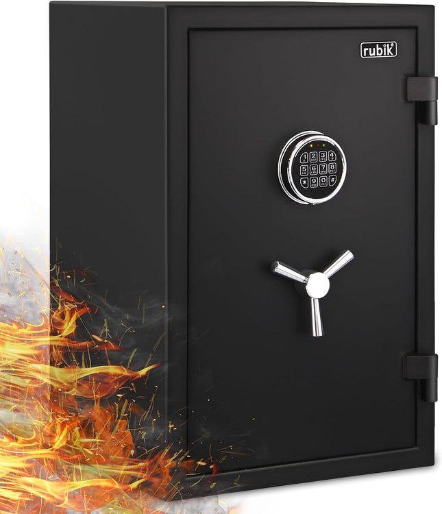 Rubik Fireproof Safe Box RBFP66, Electronic Digital Lock with Emergency Keys (66x43x35cm) Black