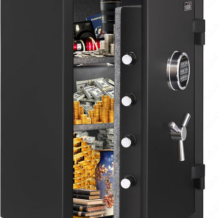 Rubik Fireproof Safe Box RBFP66, Electronic Digital Lock with Emergency Keys (66x43x35cm) Black