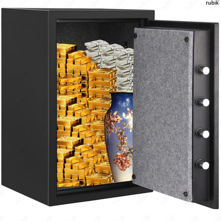 Rubik Fireproof Safe Box RBFP66, Electronic Digital Lock with Emergency Keys (66x43x35cm) Black