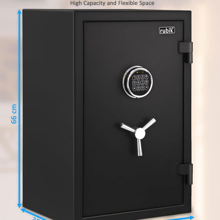 Rubik Fireproof Safe Box RBFP66, Electronic Digital Lock with Emergency Keys (66x43x35cm) Black