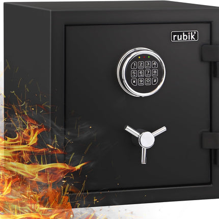 Rubik Fireproof Safe Box RBFP40, Electronic Digital Lock with Emergency Keys (40x38x31cm) Black