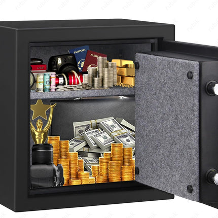 Rubik Fireproof Safe Box RBFP40, Electronic Digital Lock with Emergency Keys (40x38x31cm) Black