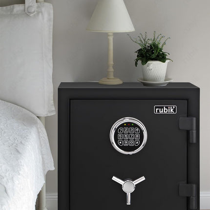 Rubik Fireproof Safe Box RBFP40, Electronic Digital Lock with Emergency Keys (40x38x31cm) Black
