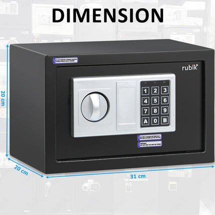 Rubik Small Digital Safe Box with Keys, RB20EDS (20x31x20cm)