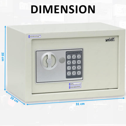 Rubik Small Digital Safe Box with Keys, RB20EF (20x31x20cm)