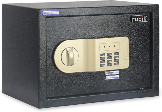 Rubik Medium Digital Safe Box with Pin Code and Keys, RB25AJ (25x35x25cm) Black