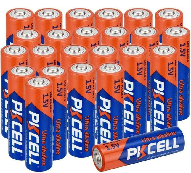 PKCELL AA Alkaline Batteries Large Pack - LR6 Long-Lasting All-Purpose AA Battery for Household and Business