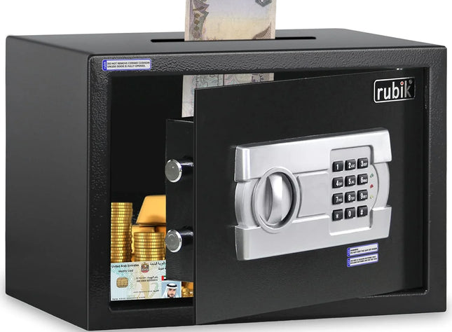 Rubik Medium Digital Safe Box with Keys and Cash Deposit Slot, RB25EG-T (25x35x25cm)
