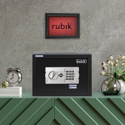 Rubik Medium Digital Safe Box with Keys and Cash Deposit Slot, RB25EG-T (25x35x25cm)