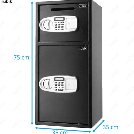Rubik Safe Box Dual Compartment With Independent Digital Lock and Keys, RB75ECL (75x35x35cm)