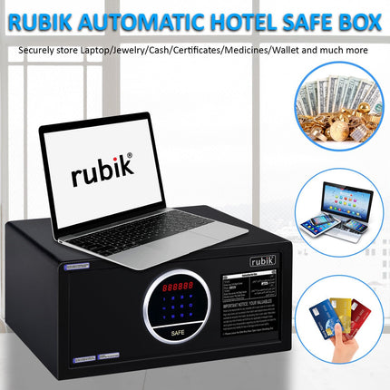 Rubik Hotel Safe Box with Digital Optical Keypad, Motorized Lock & Keys, RH-2042TY (45x20x37cm)