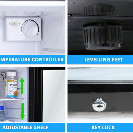 Rubik Hotel Mini Bar Fridge 30L, Glass Door Refrigerator CW-30AA