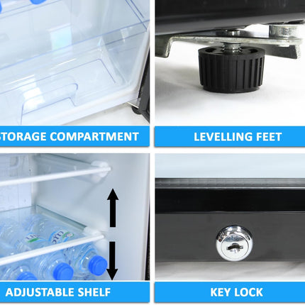 Rubik Hotel Mini Bar Compressor Fridge 62L, Glass Door Refrigerator JC-62HC