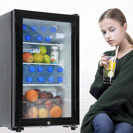 Rubik Hotel Mini Bar Compressor Fridge 62L, Glass Door Refrigerator JC-62HC