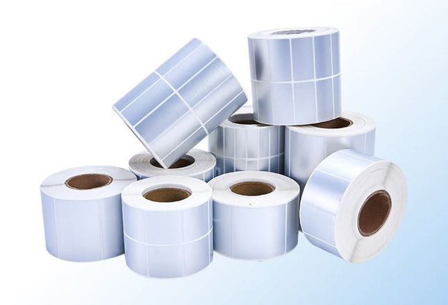 Metallic Silver PET Labels, Matt Finish Self-adhesive Waterproof Tear-proof Oil & Heat Resistant Synthetic Labels