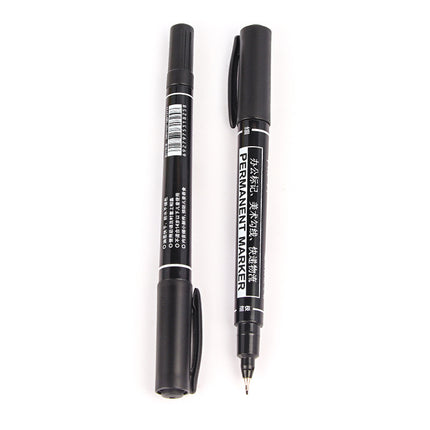 Double Side Oil Based Quick Dry Permanent Marker for Barcode Labels, PET Labels, Silver Labels, Metallic Labels, Paper Coated Labels