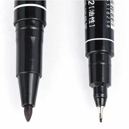 Double Side Oil Based Quick Dry Permanent Marker for Barcode Labels, PET Labels, Silver Labels, Metallic Labels, Paper Coated Labels