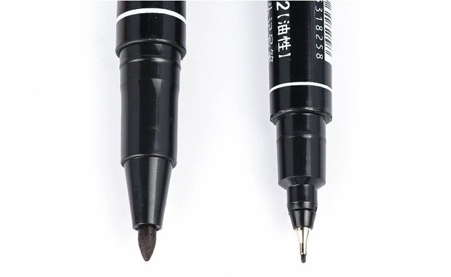 Double Side Oil Based Quick Dry Permanent Marker for Barcode Labels, PET Labels, Silver Labels, Metallic Labels, Paper Coated Labels