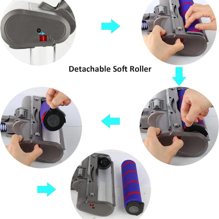 Electric Floor Roller Brush Head Kit With Green Light for Dyson Vacuum Cleaner Compatible with v7/V8/V10/V11/G5