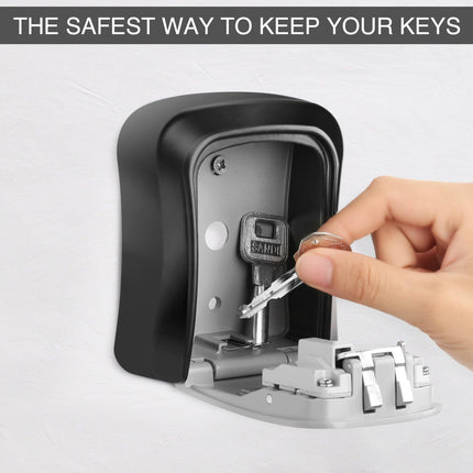 Rubik Key Storage Safe Box with 4 Digits Combination Lock, Resettable Wall Mounted for Indoor and Outdoor Use