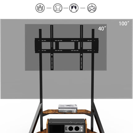 40-100 Inch TV Floor Stand with Shelves For LED TV's, Displays, Smartboards, Interactive Board