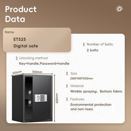 Deli Niello Digital Safe Box T525 (50×35×31cm) Black
