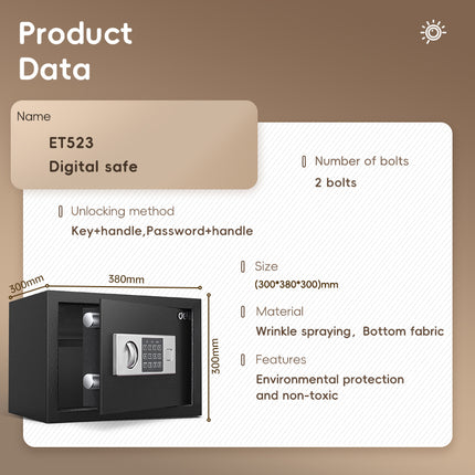 Deli Niello Digital Safe Box T523 (30x38x30cm) Black