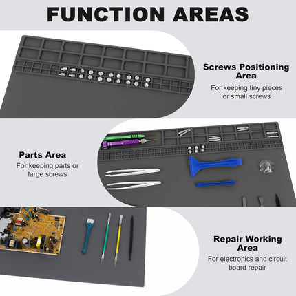 XL Soldering Repair Mat, 70x40cm Extra Large Heat Resistant Silicone Pad Grey