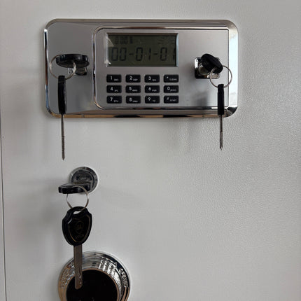 Rubik 1.8m Tall Double Door Digital Safe Box Cabinet with Dual Key Lock (180x100x55cm) White