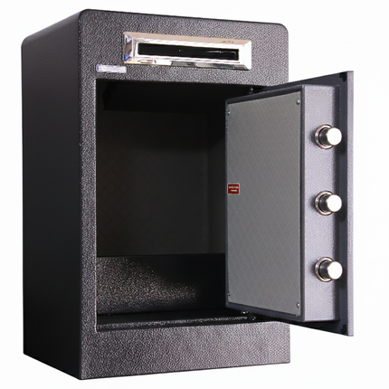 Rubik Drop Slot Safe for Cash Deposit, With Digital and Key Lock, Office Shop Use RB60DF-T (60x38x33cm) Black/Grey