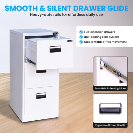 3 Drawer Vertical Steel Filing Hanger Cabinet with 4-Digit Combination Lock for A4 and FC Hanging Files