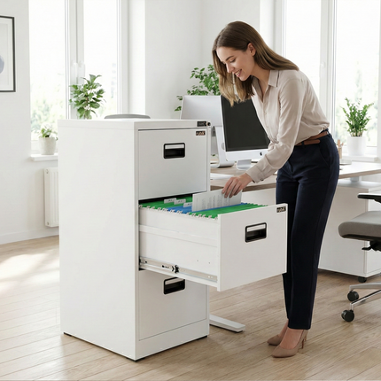 3 Drawer Vertical Steel Filing Hanger Cabinet with 4-Digit Combination Lock for A4 and FC Hanging Files
