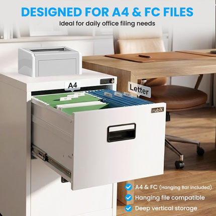 3 Drawer Vertical Steel Filing Hanger Cabinet with 4-Digit Combination Lock for A4 and FC Hanging Files