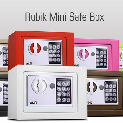 Rubik Mini Safe Box With Digital Lock & Key (17x23x17cm) Black