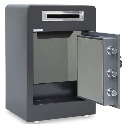 Rubik Drop Slot Safe for Cash Deposit, With Digital and Key Lock, Office Shop Use RB60DF-T (60x38x33cm) Black/Grey