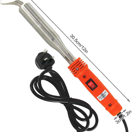 200W Electric Soldering Iron with Iron Clad and On/Off Switch, Bent Chisel Tip