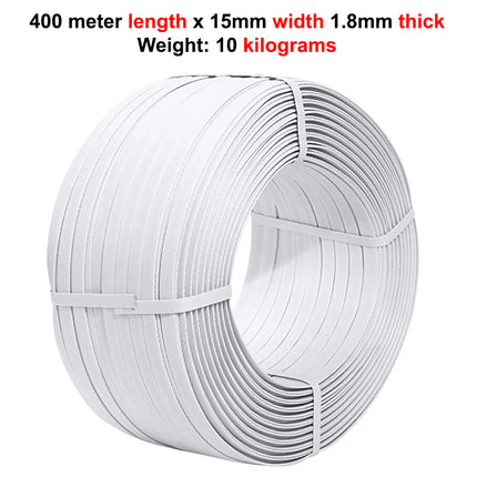 Handmade PP Packing Belt Baler Band for Manual Strapping, 15mm Width, 400m Length, 10KG Roll, 80KG Pull Force