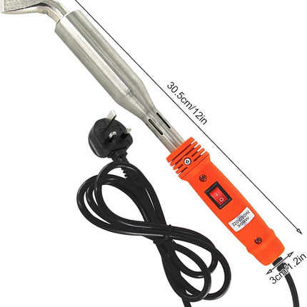 300W Electric Soldering Iron with Iron Clad and On/Off Switch, Bent Chisel Tip