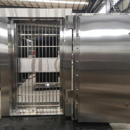Stainless Steel Vault Door with Inner Emergency Grill Gate, High-Security Bank and Safe Room Door