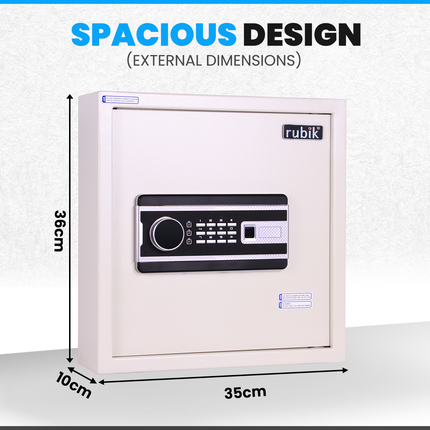 Rubik Digital Key Cabinet (36-Keys Capacity) Electronic Key Storage Wall Safe Lock Box Wall-Mounted RBS34EW White
