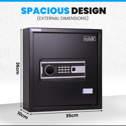 Rubik Digital Key Cabinet (36-Keys Capacity) Electronic Key Storage Wall Safe Lock Box Wall-Mounted RBS34EW Black
