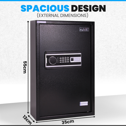 Rubik Digital Key Cabinet (60-Keys Capacity) Electronic Key Storage Wall Safe Lock Box Wall-Mounted RBS60EW Black