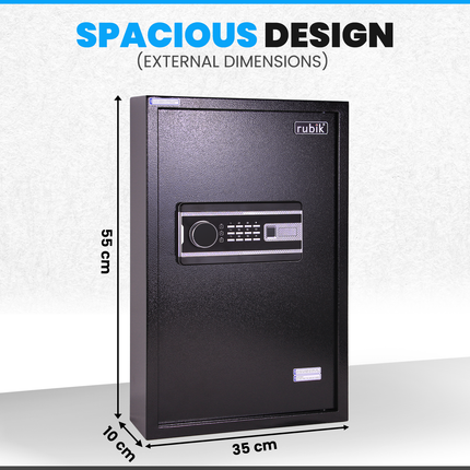 Rubik Digital Key Cabinet (100-Keys Capacity) Electronic Key Storage Wall Safe Lock Box Wall-Mounted RBS100EW Black
