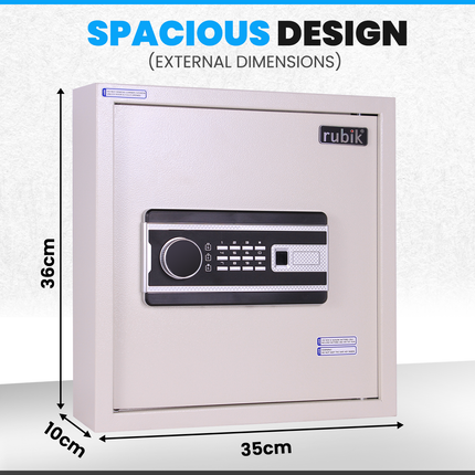 Rubik Digital Key Cabinet (42-Keys Capacity) Electronic Key Storage Wall Safe Lock Box Wall-Mounted RBS42EW White