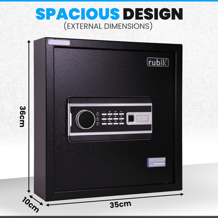 Rubik Digital Key Cabinet (42-Keys Capacity) Electronic Key Storage Wall Safe Lock Box Wall-Mounted RBS42EW Black