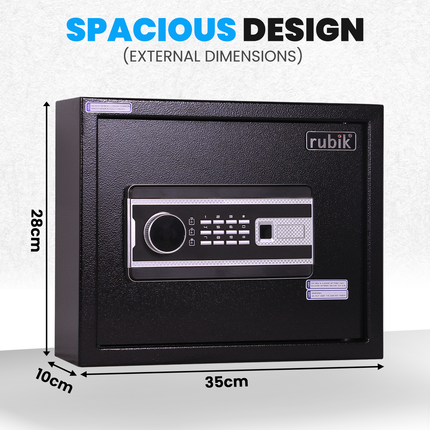 Rubik Digital Key Cabinet (18-Keys Capacity) Electronic Key Storage Wall Safe Lock Box Wall-Mounted RBS18EW Black