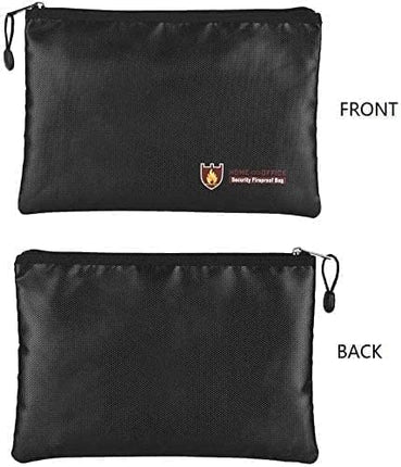 Medium Fireproof Document Bag 29x20cm - Silicone Coated Fiberglass, Water and Fire Resistant, Single Zipper Pouch