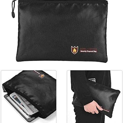 Medium Fireproof Document Bag 29x20cm - Silicone Coated Fiberglass, Water and Fire Resistant, Single Zipper Pouch