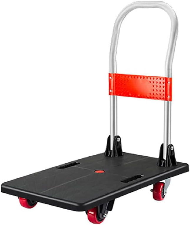 Rubik Basic Flatbed Platform Trolley, 45kg Weight Capacity and 360 Degree Swivel Wheels, Foldable Push Hand Cart (Small, 65x40)