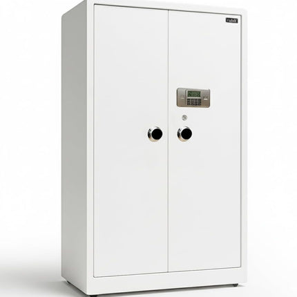 Rubik 1.8m Tall Double Door Digital Safe Box Cabinet with Dual Key Lock (180x100x55cm) White